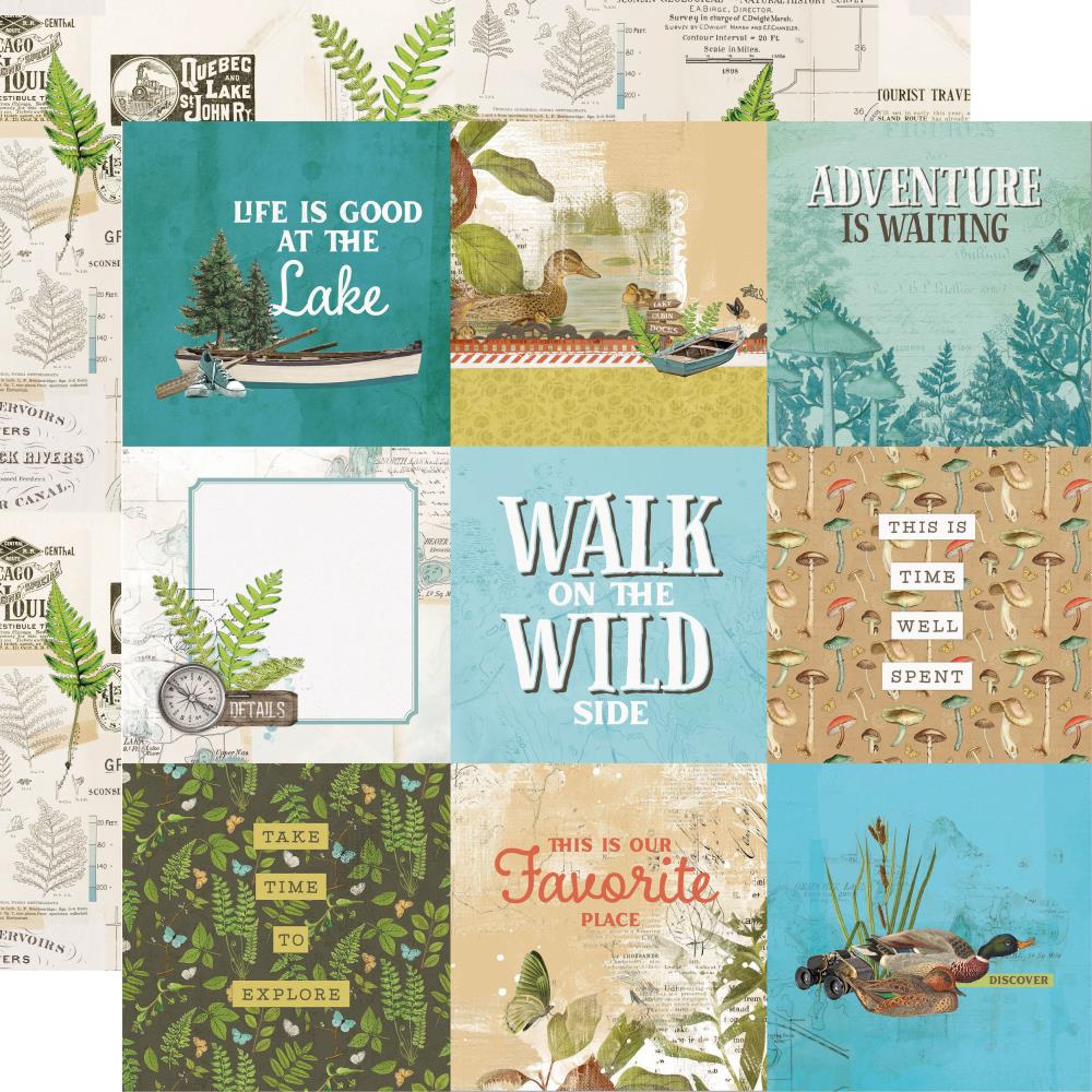 Simples Stories VINTAGE LAKESIDE 12"X12" Cardstock Paper Sheet Scrapbookrus