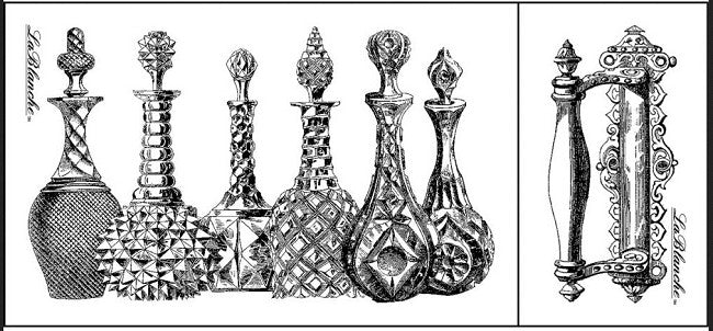LaBlanche GLASS DECANTERS Vintage Bottles Mounted Stamp