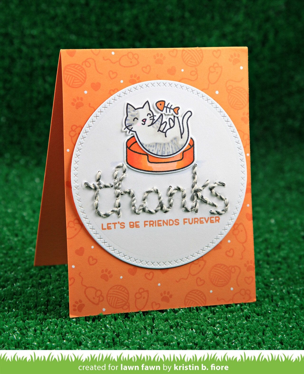 Lawn Fawn Cuts EMBROIDERED THANKS Custom Craft Die