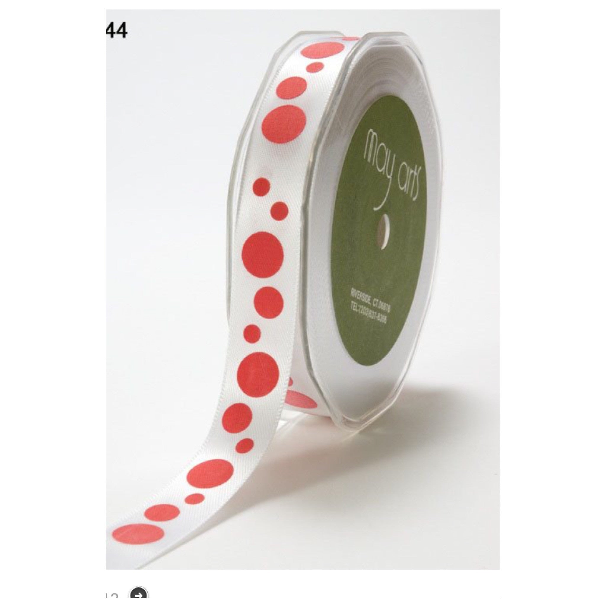 May Arts 5/8" SATIN BUBBLE DOT Ribbon 1 yard