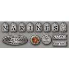 Military MARINES Antiqued METALLIC TAGS 6"X12" Stickers 13pc - Scrapbooksrus