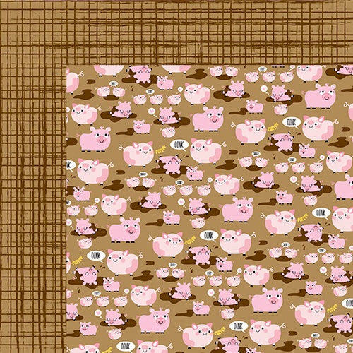 Bella Blvd Barnyard OINK OINK 12"X12" Scrapbook Paper