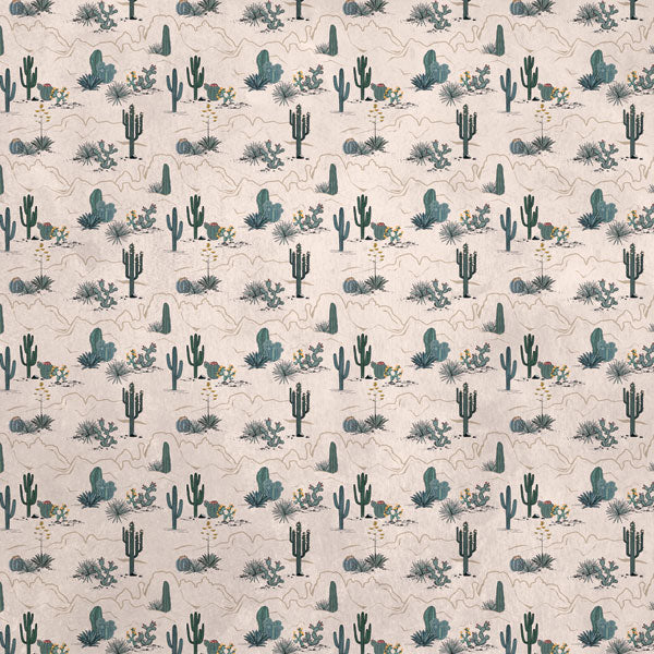 Arizona Cactus And Rocks Landscape 12"X12" Scrapbook Paper Scrapbookrus