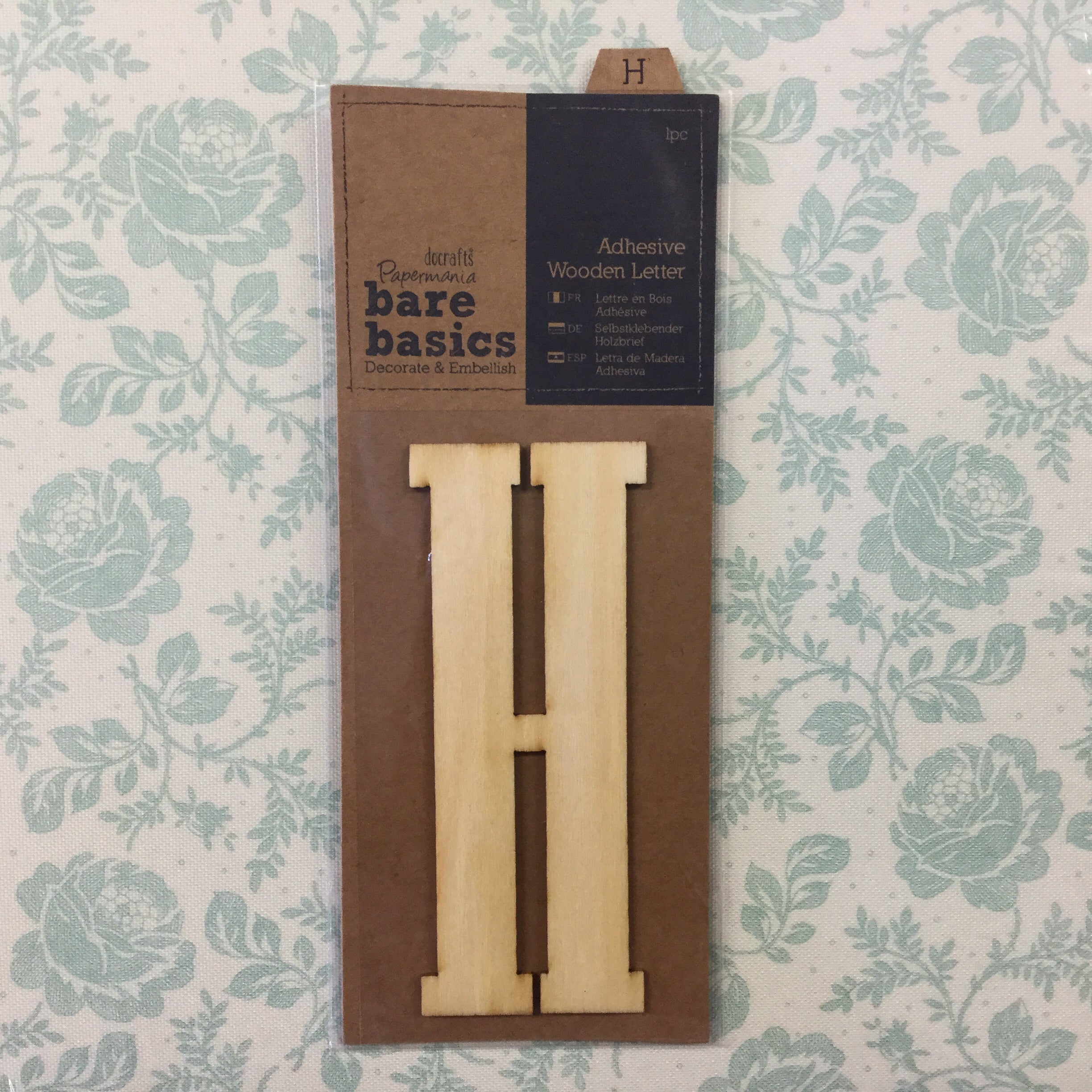 Scrapbooksrus Papermania Bare Basics Wooden Adhesive LETTER H Wood Scrapbooksrus