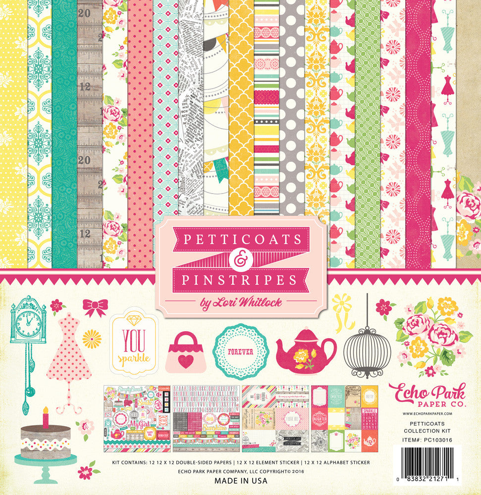 Echo Park PETTICOATS & PINSTRIPES GIRL 12"X12" Paper Pack