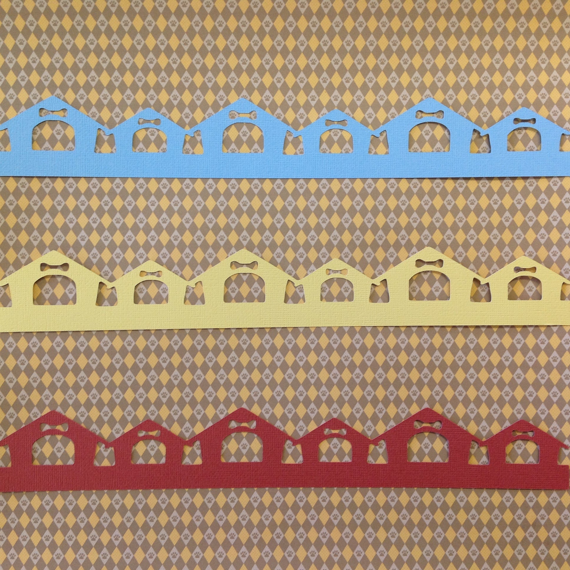 Pet DOG HOUSE Diecut Border Blue 2.5"X12"