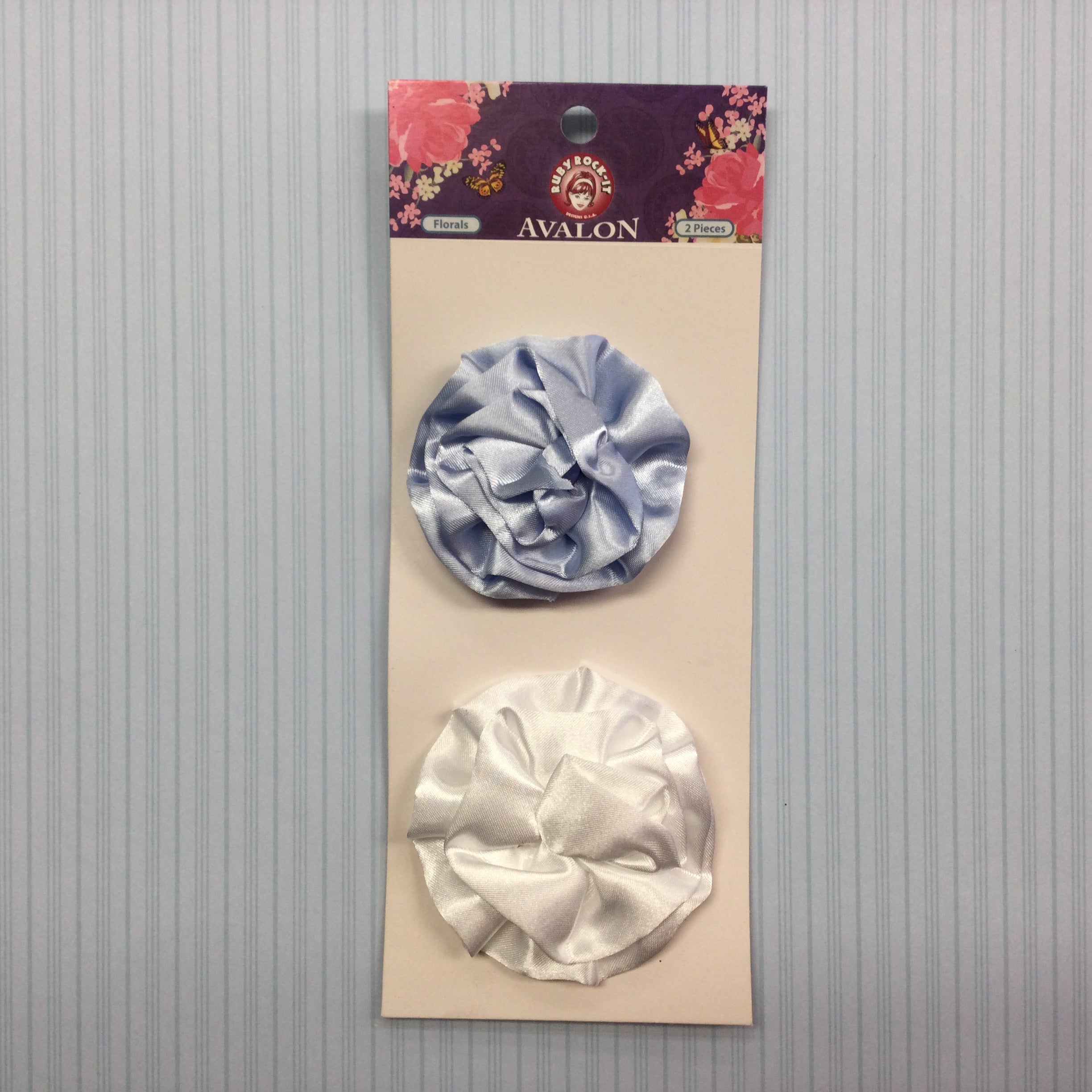 Ruby Rock It Avalon FLORALS Satin White and Blue