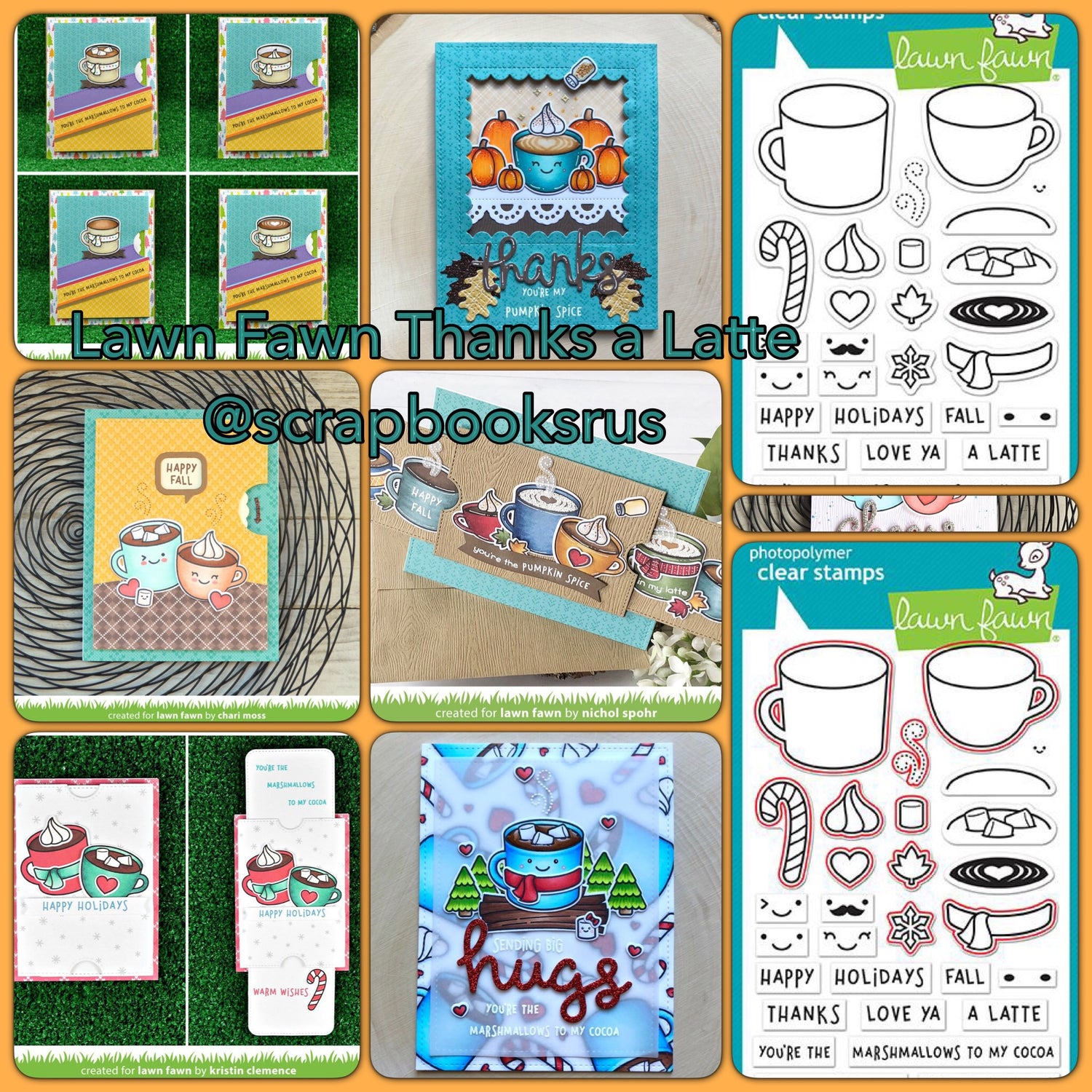 Lawn Fawn THANKS A LATTE Clear Stamps Coffee Sample @scrapbooksrus