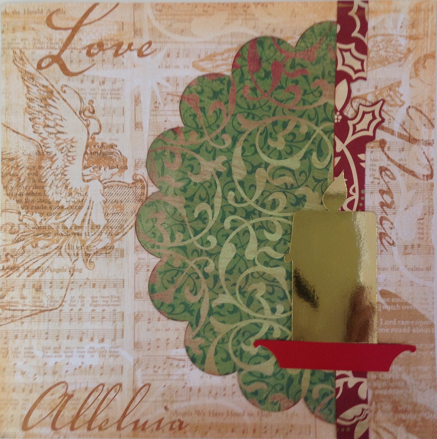 Premade Scrapbook Page  (1) 12"x12" CHRISTMAS CANDLE - Scrapbook Kyandyland