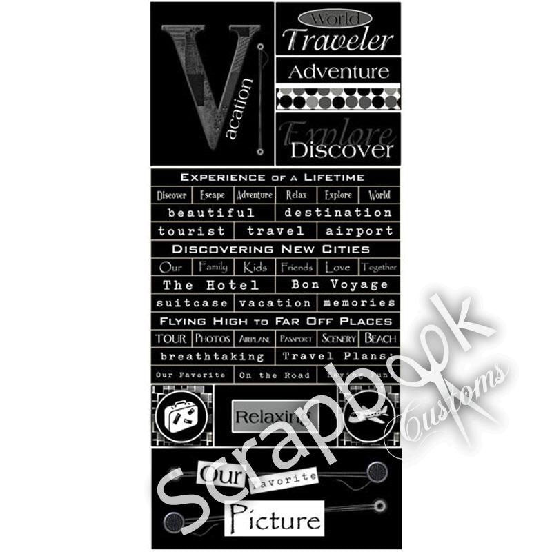 WORLD TRAVELER Scrapbook Customs 12"X 6" Stickers 44 pc