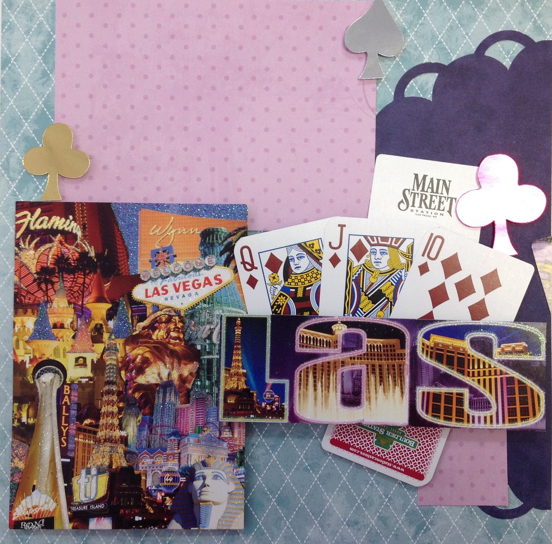 Premade Scrapbook Page (2) 12"x12" LAS VEGAS