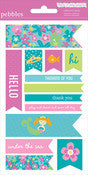 Pebbles Party Mermaid Adhesive LABELS 13 pc Scrapbook srus