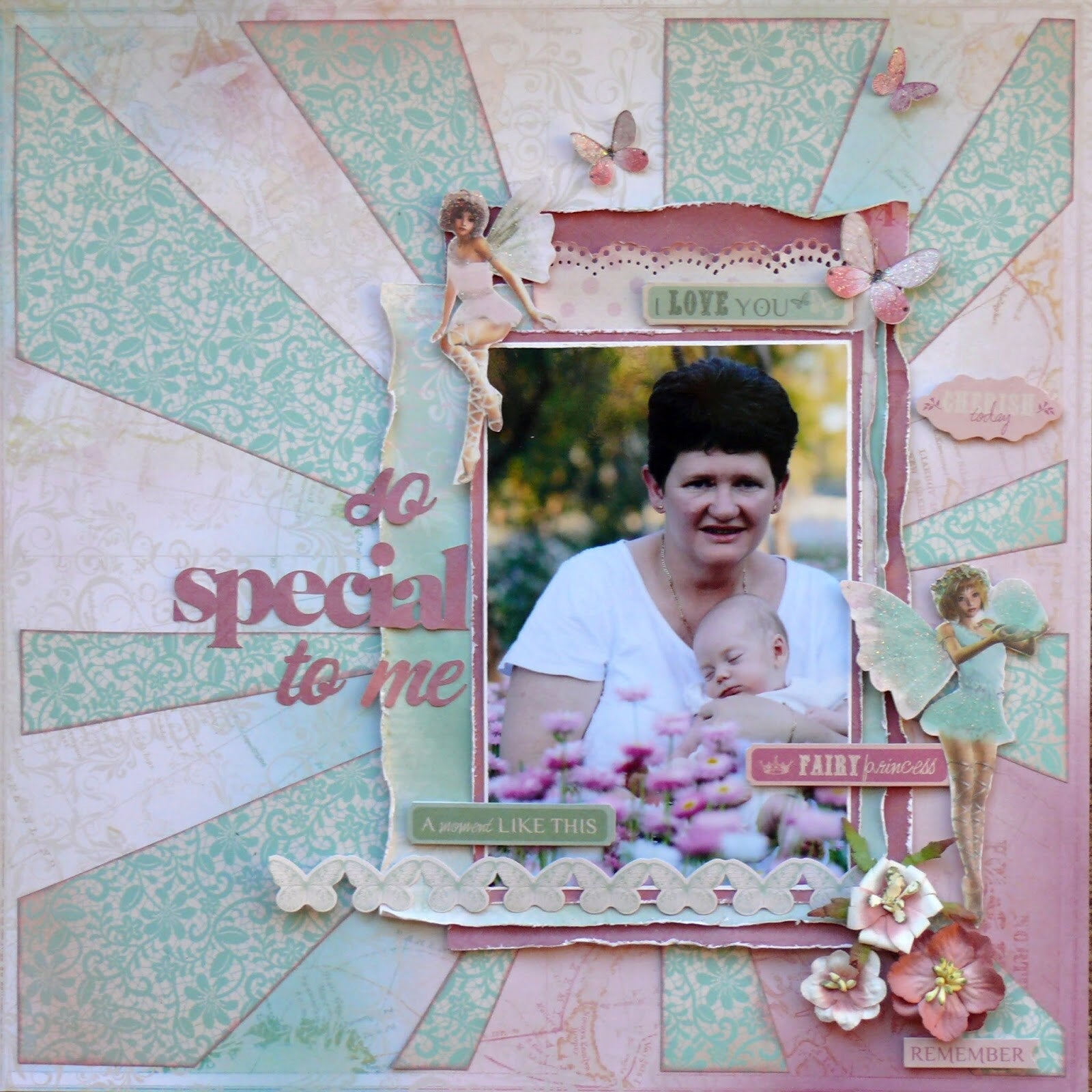Kaisercraft ENCHANTED GARDEN CHARM 12"X12" Scrapbook Sheet