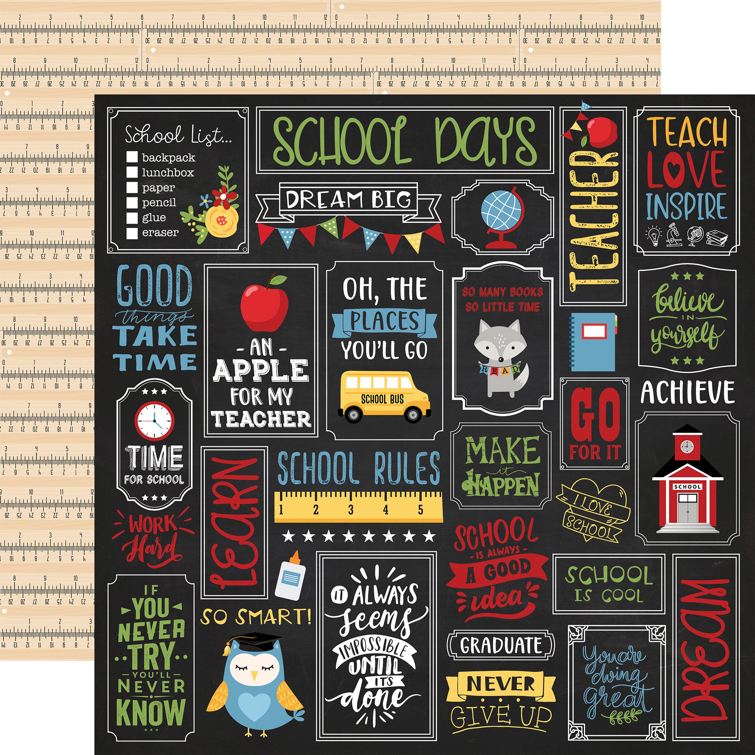 Echo Park SCHOOL RULES 12"X12" Scrapbook Collection Kit