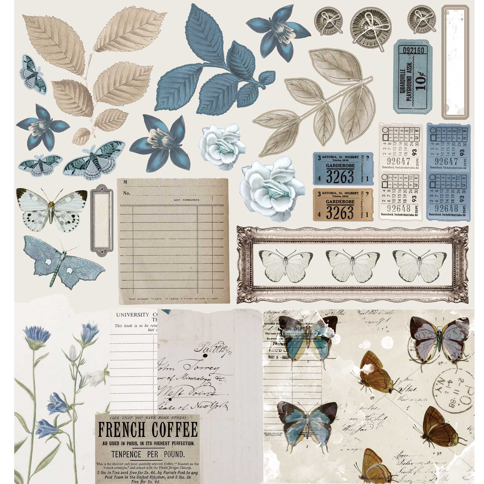 49 and Market Vintage Artistry SERENITY 12”X12” Scrapbook Collection Kit