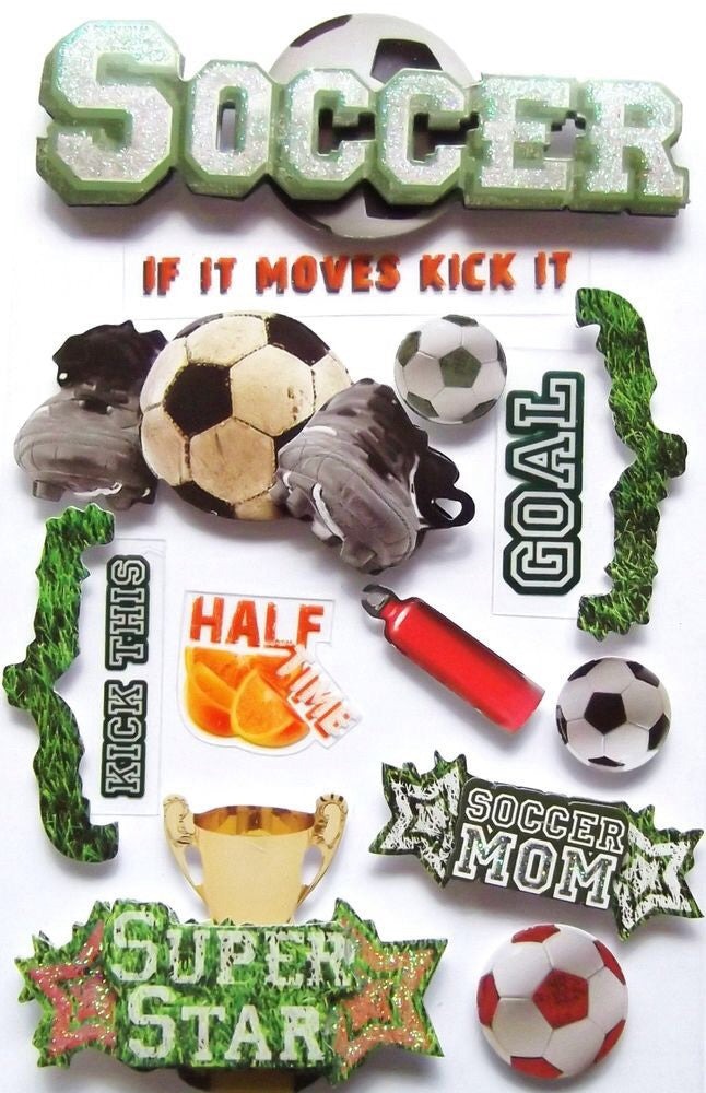 Paper House SPORTS 3D Stickers 4.5"x 7" - Scrapbook Kyandyland