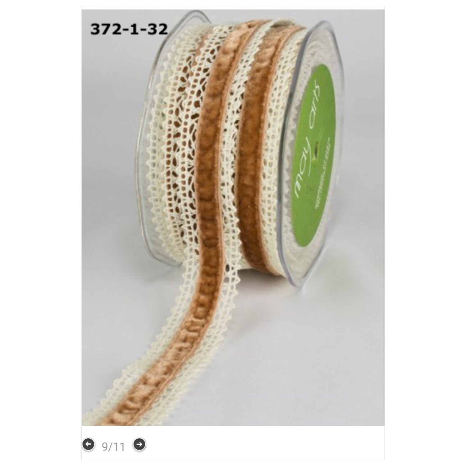 May Arts 1" Crochet Velvet Center Ribbon 1 yard