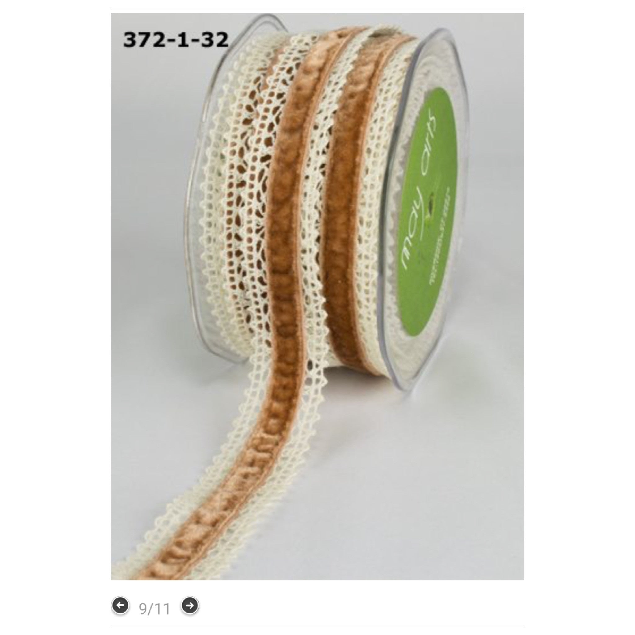 May Arts 1" Crochet Velvet Center Ribbon 1 yard