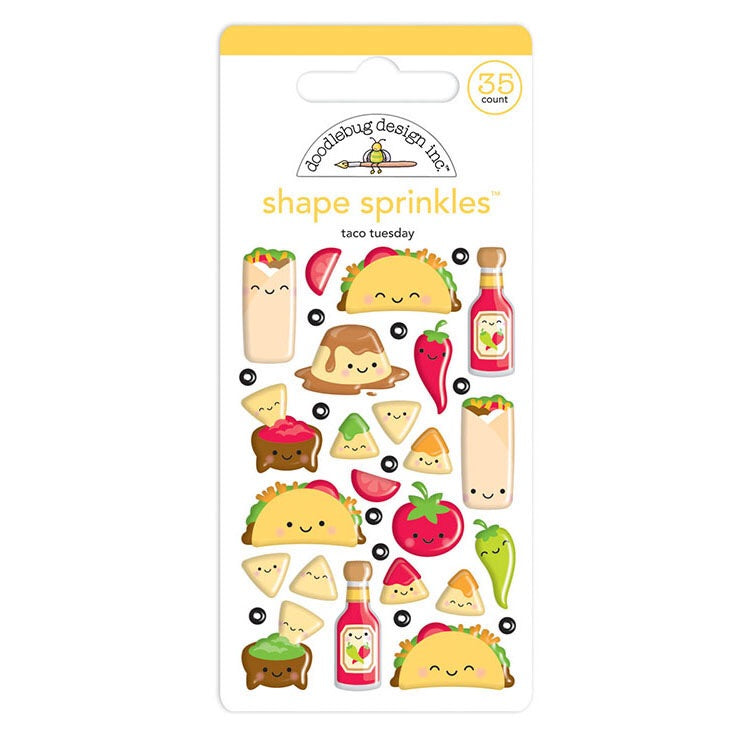 Doodlebug Shape Sprinkles TACO BOUT IT Stickers 34pc Scrapbooksrus