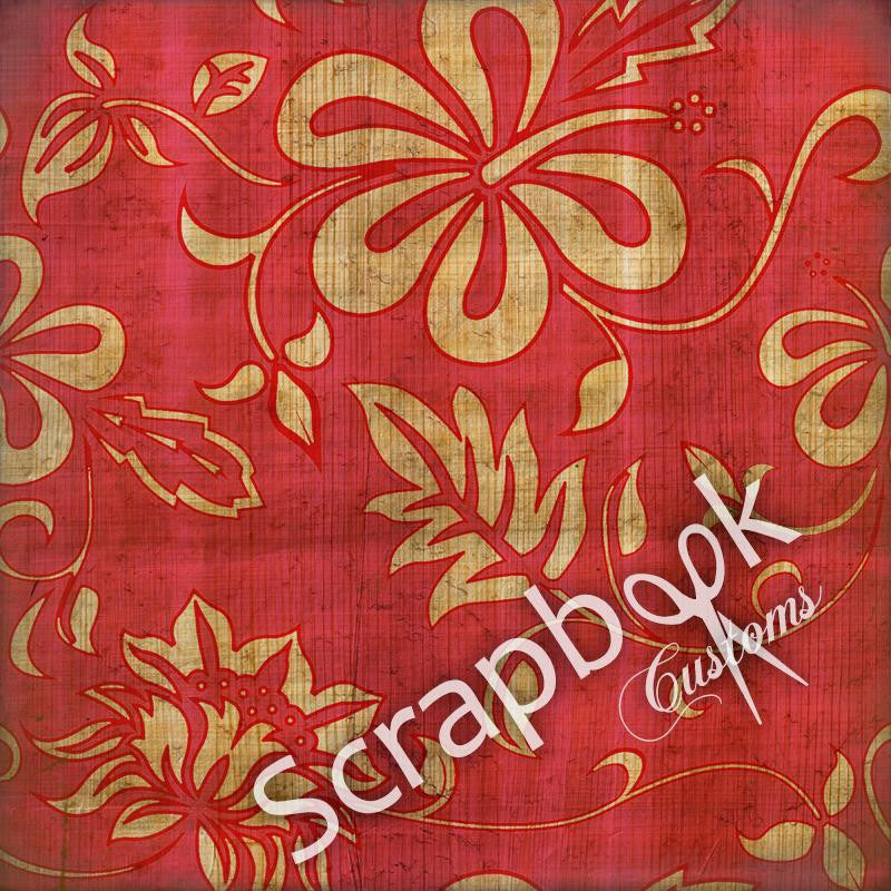 HAWAIIAN FLORAL PINK 12"X12" Scrapbook Customs Paper
