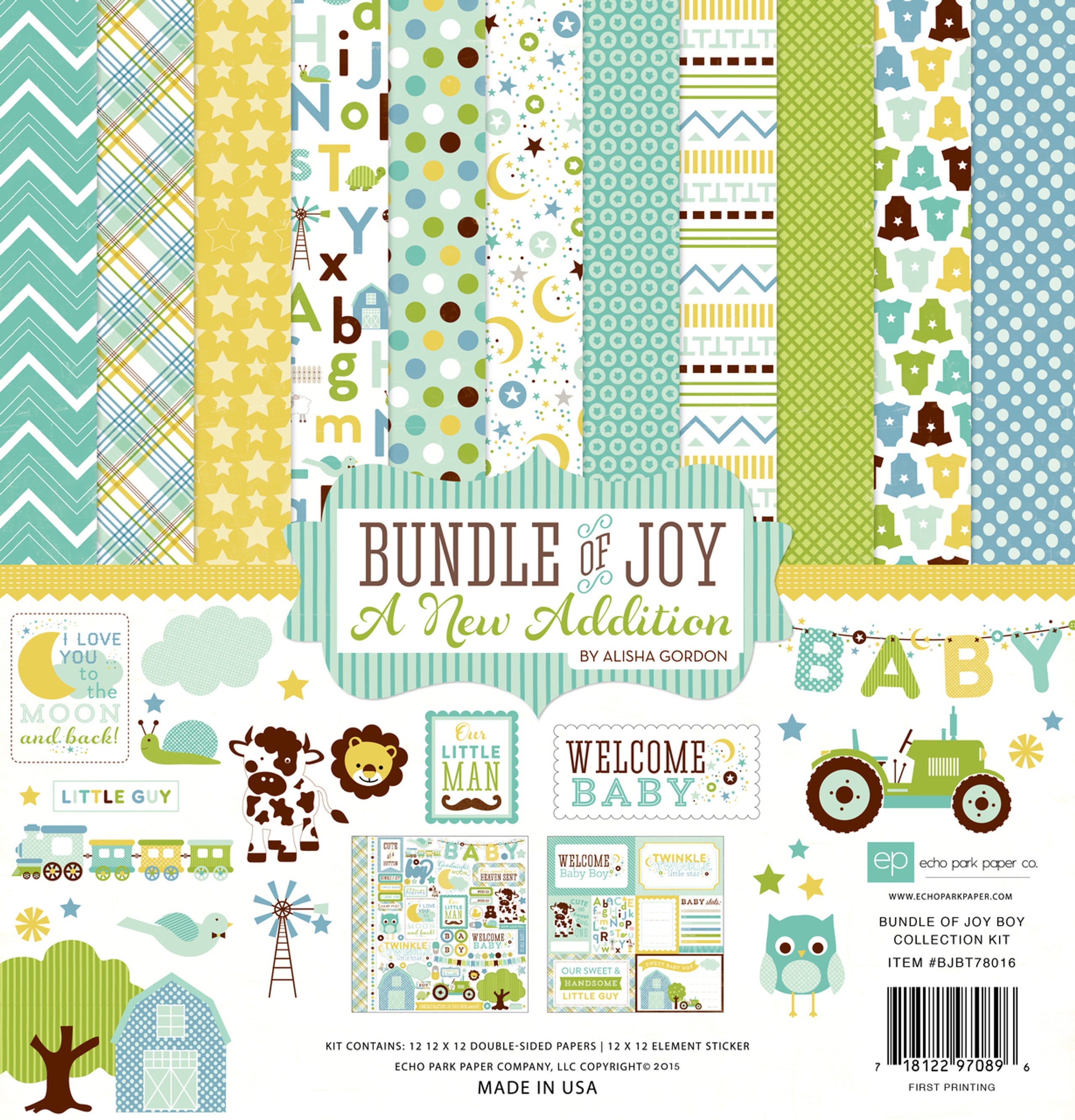 Echo Park Bundle of Joy NEW ADDITION BOY 12"X12" Collection Kit