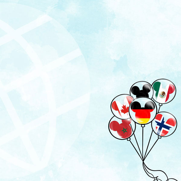 MAGICAL COUNTRY BALLOONS Disney 12"X12" Scrapbook Paper