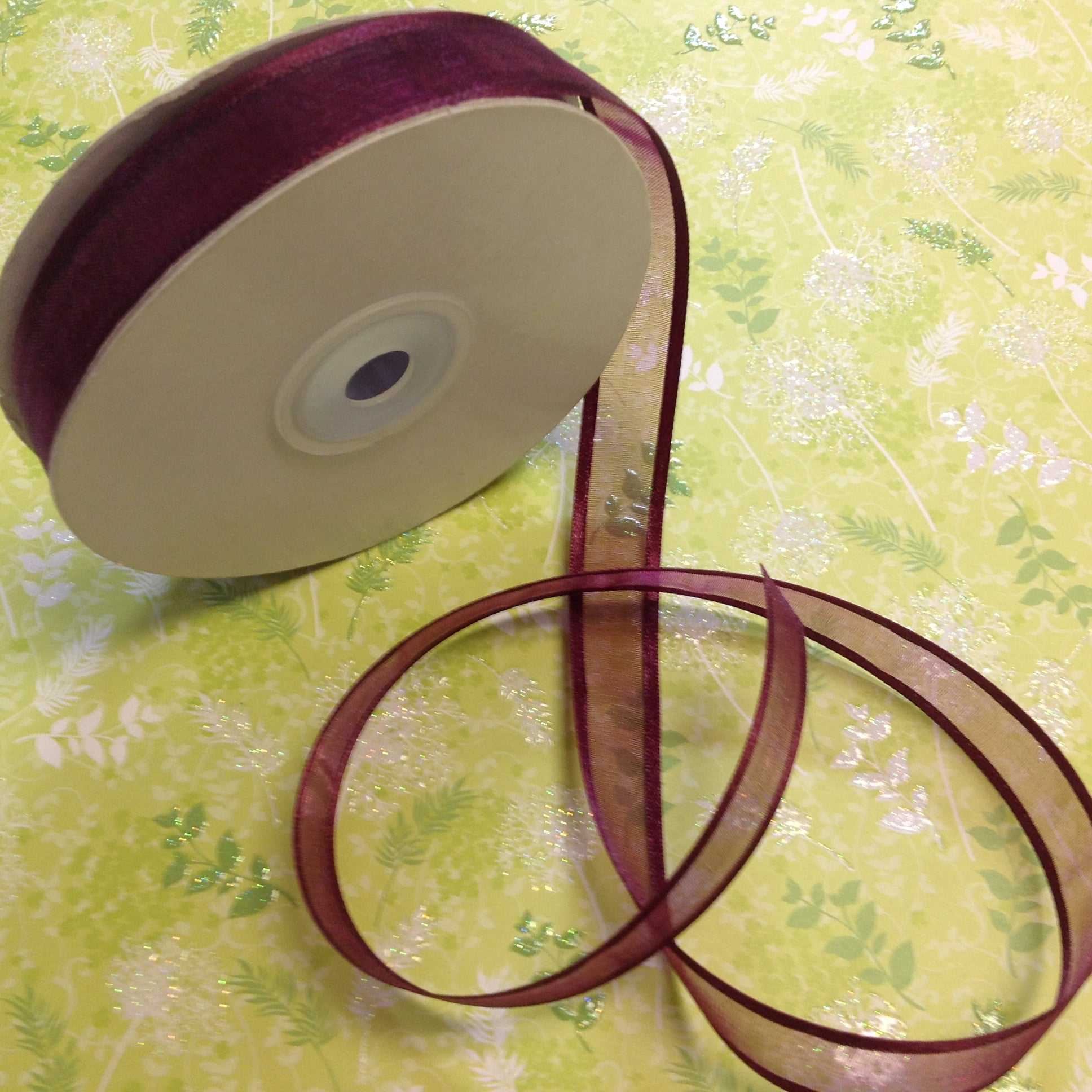 May Arts 5/8" Sheer Organza Satin Edge Ribbon 1yrds - Scrapbook Kyandyland