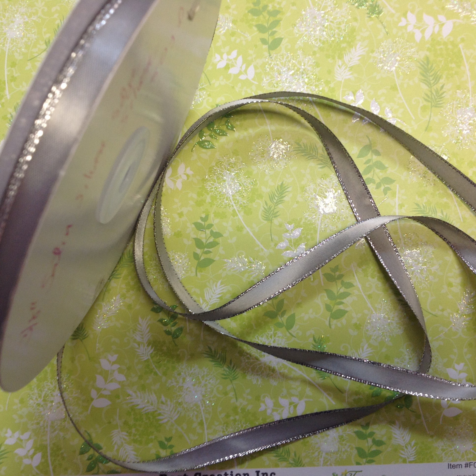 May Arts 1/4" SILVER EDGE SATIN Ribbon - Scrapbook Kyandyland