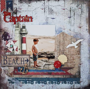 Fabscraps CAPTAIN Die-Cut Grey Chipboard Word