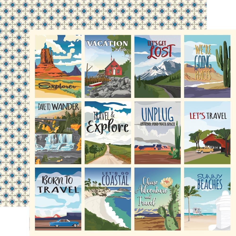 Carta Bella ROAD TRIP Collection Kit 12"X12" Scrapbook Sheets