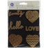 Prima HEARTS & PHRASES Wooden Icons With Foil 6pc - Scrapbook Kyandyland