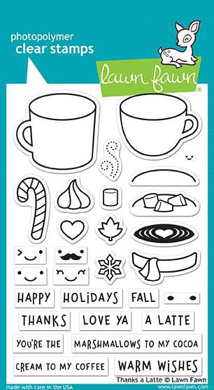 Lawn Fawn THANKS A LATTE Clear Stamps Coffee 29pc Scrapbooksrus Las Vegas