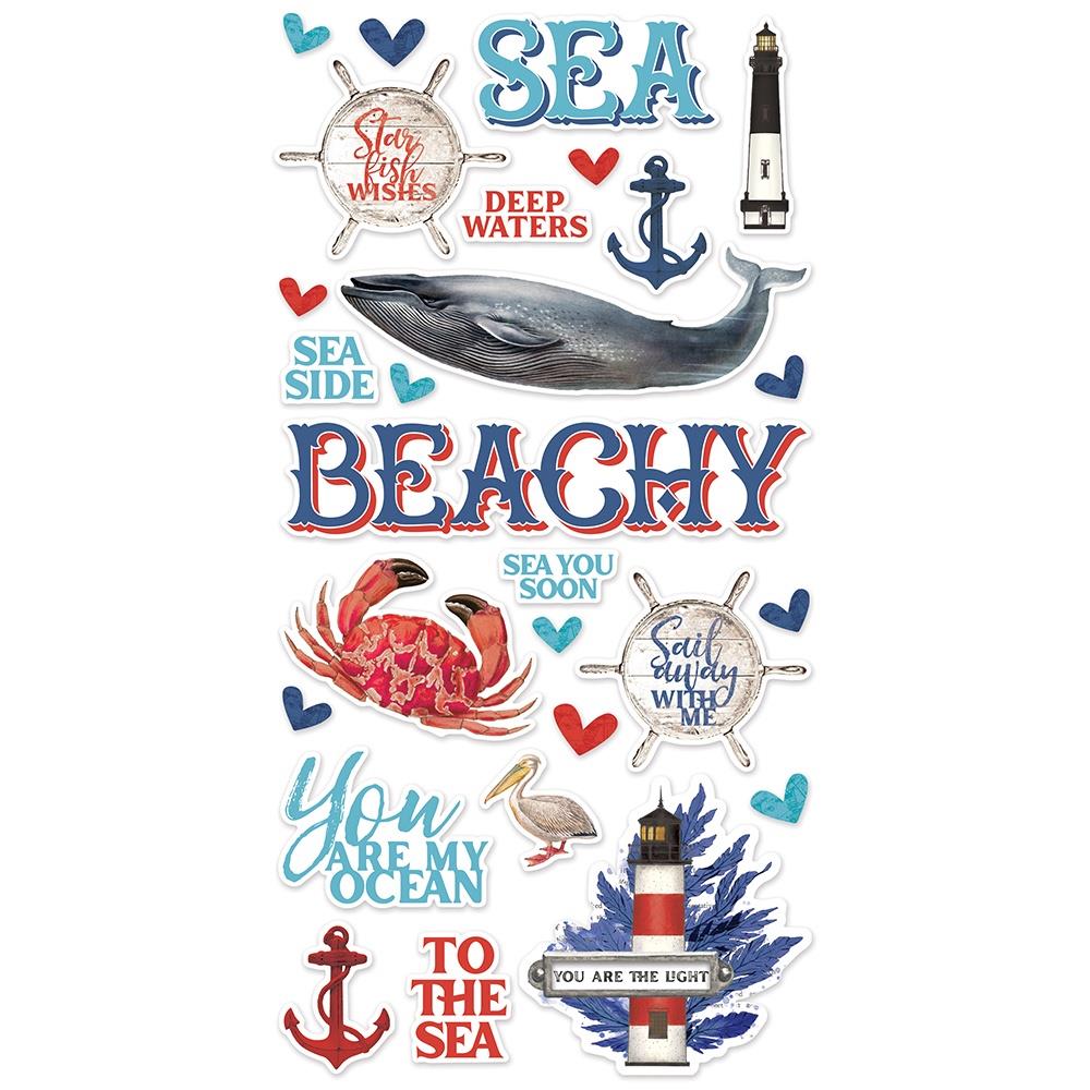 Simple Stories Simple Vintage Seas FOAM STICKERS 49pc