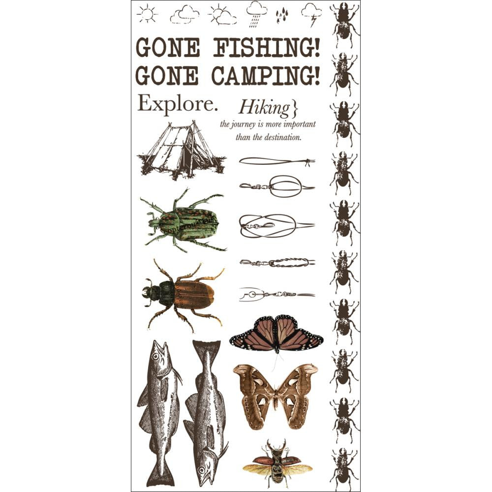 Kaisercraft HUNT & GATHER Collection Rub Ons 8"X4" 33pc - Scrapbook Kyandyland