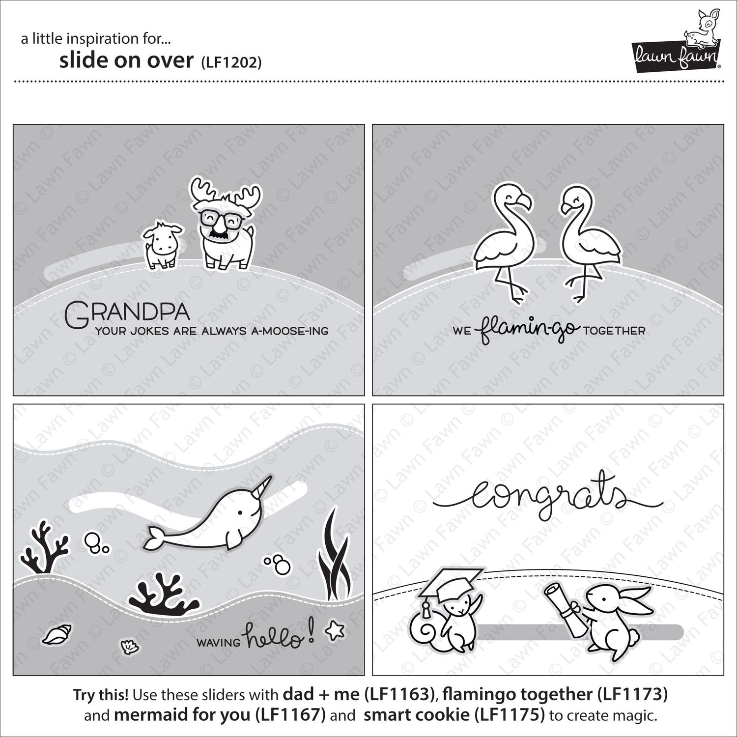 Lawn Fawn SLIDE ON OVER Craft Dies