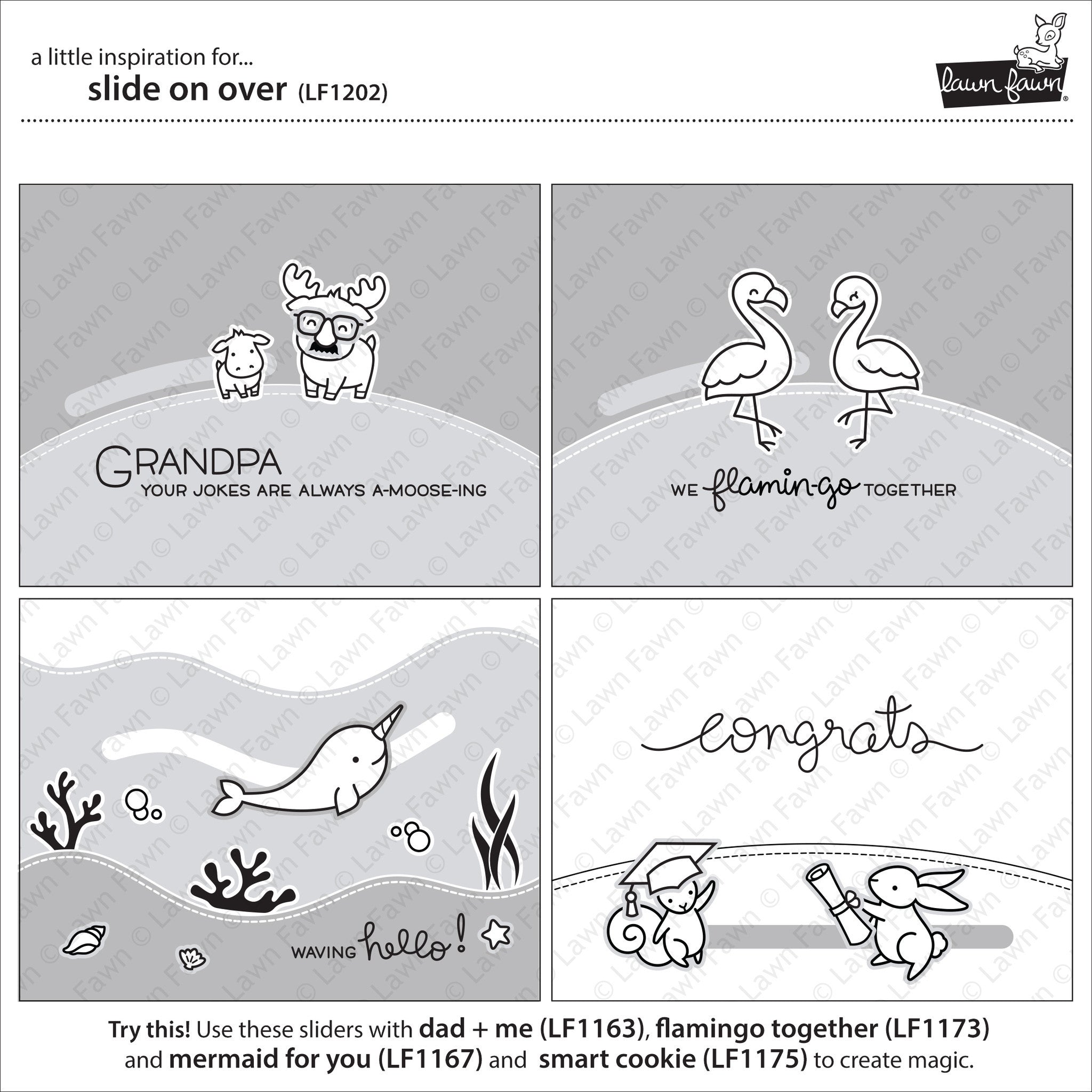 Lawn Fawn SLIDE ON OVER Craft Dies