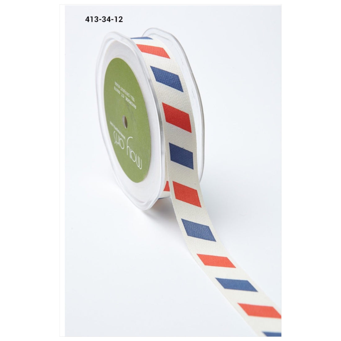 May Arts 3/4" Ivory Canvas Red & Blue Stripes Ribbon 1 yard