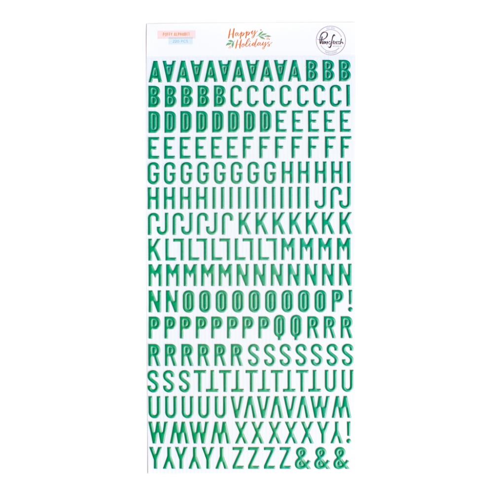 Pinkfresh Studio Happy Holidays GREEN Mini Puffy Alpha 220pcs Scrapbooksrus