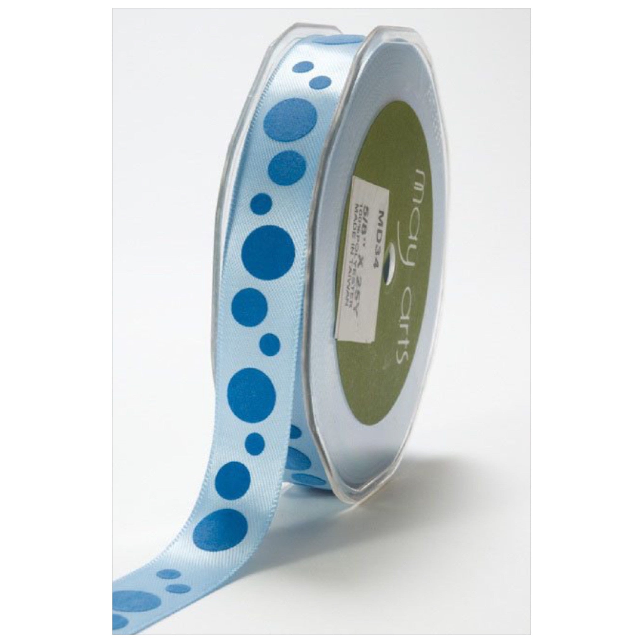 May Arts 5/8" SATIN BUBBLE DOT Ribbon 1 yard