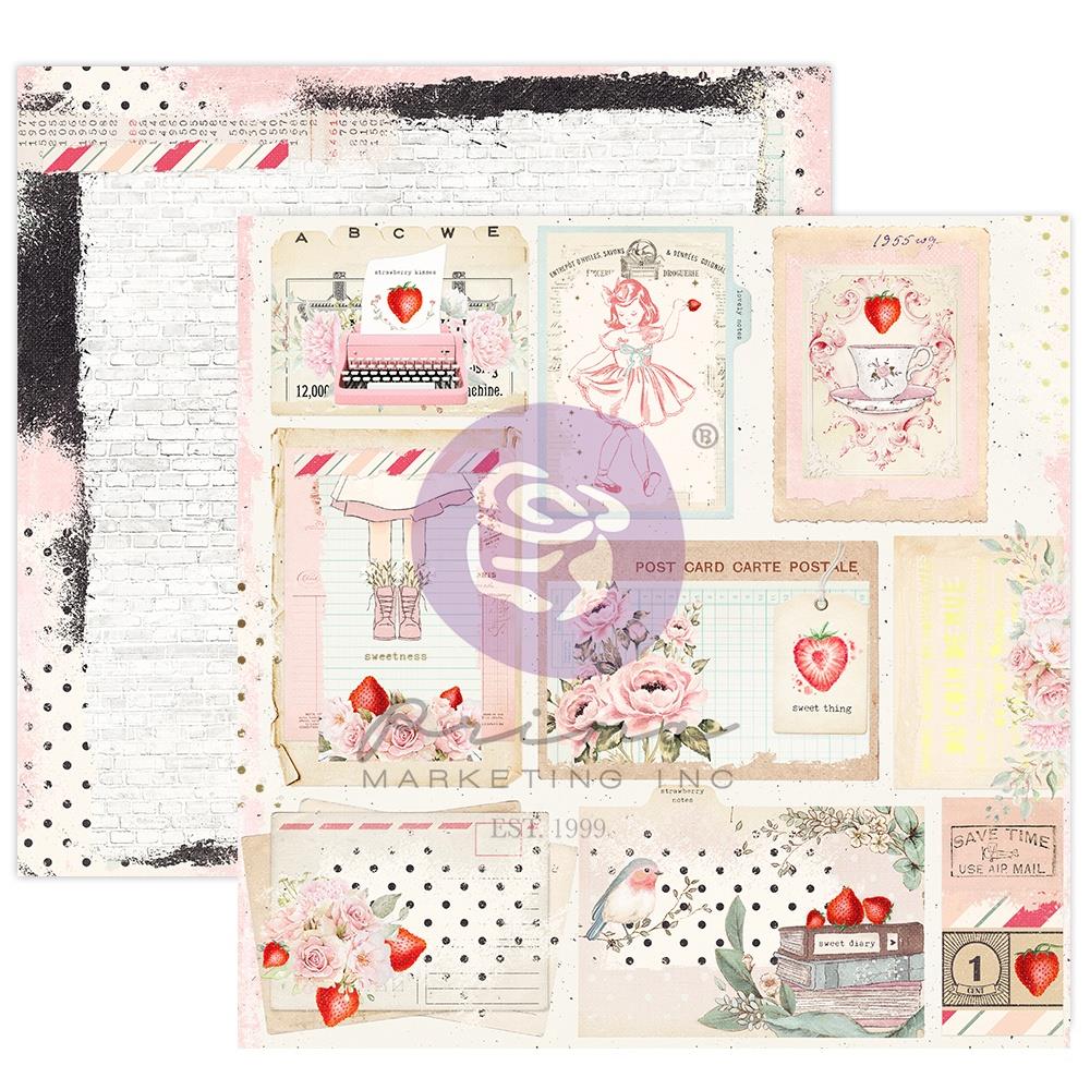 Prima STRAWBERRY MILKSHAKE 12"X12" PAPER PAD With Foil 24 sheets Shop at Scrapbooksrus Scrapbook Store Las Vegas