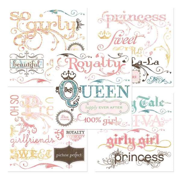 Basic Grey OLIO Two Scoops Rub Ons 5pc - Scrapbook Kyandyland