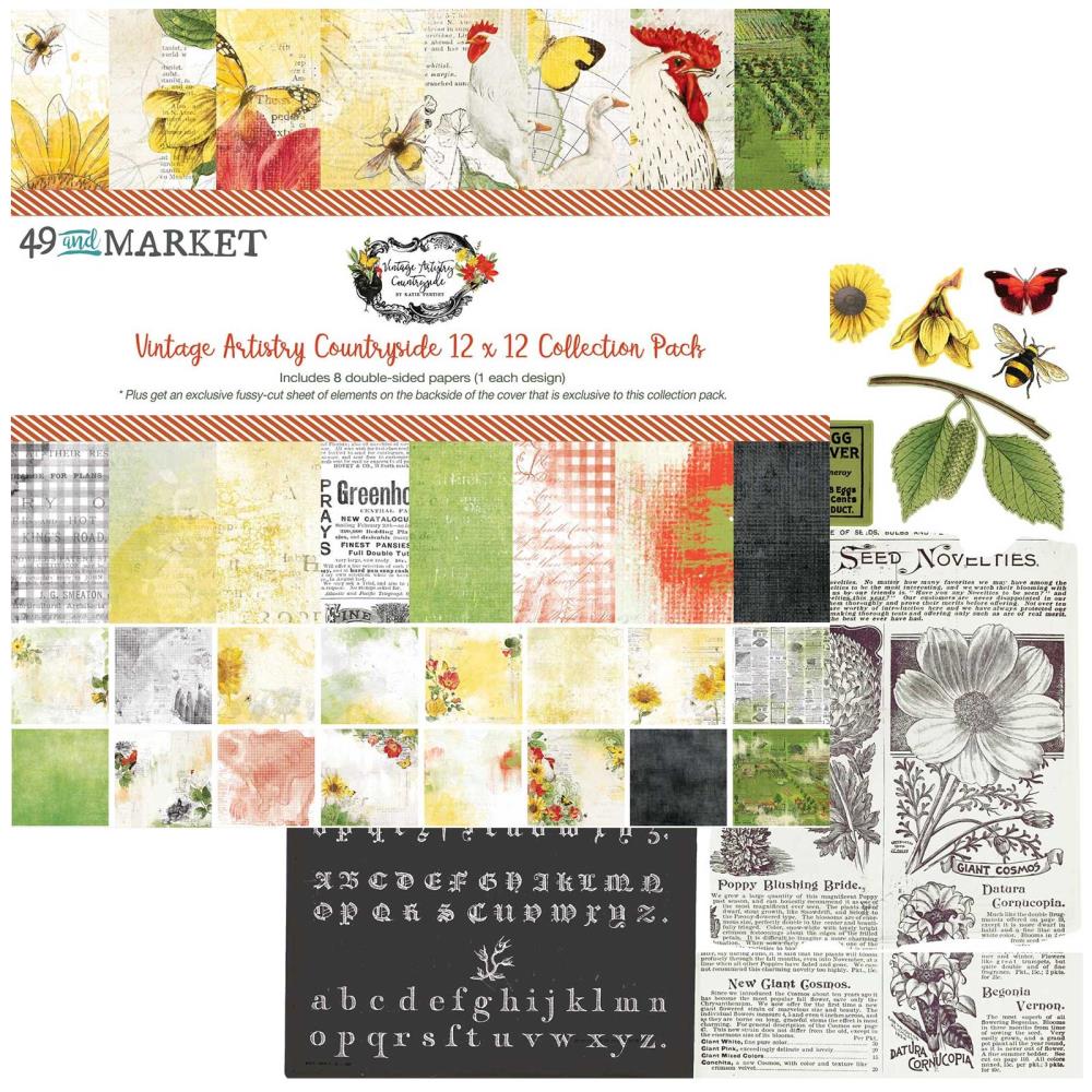 49 and Market Vintage Artistry COUNTRYSIDE 12"X12" Scrapbook Collection Pack