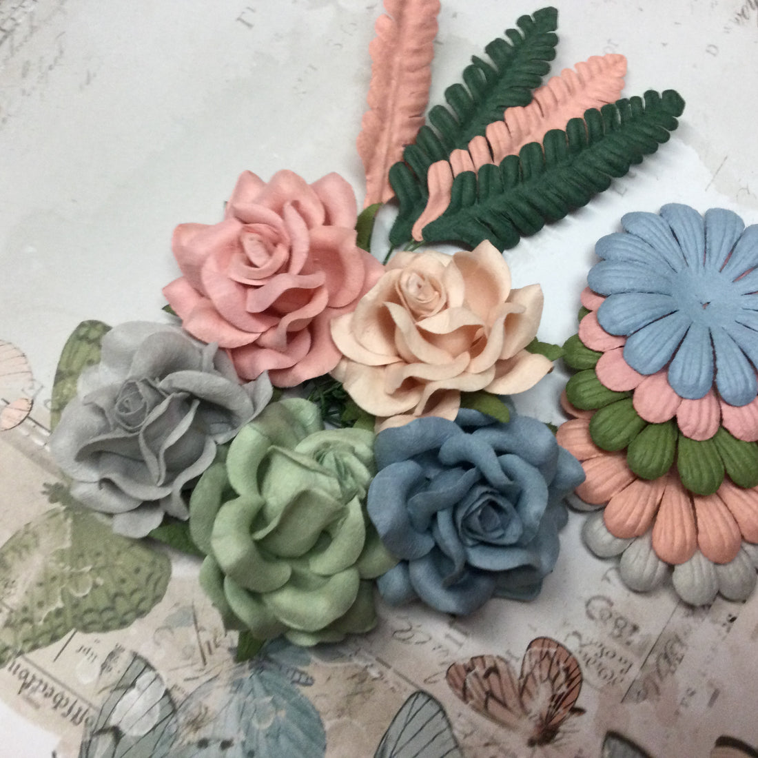 Sweet Roses 4” Leaves and Daisies 49 and Market Tranquility 14pc Scrapbooksrus