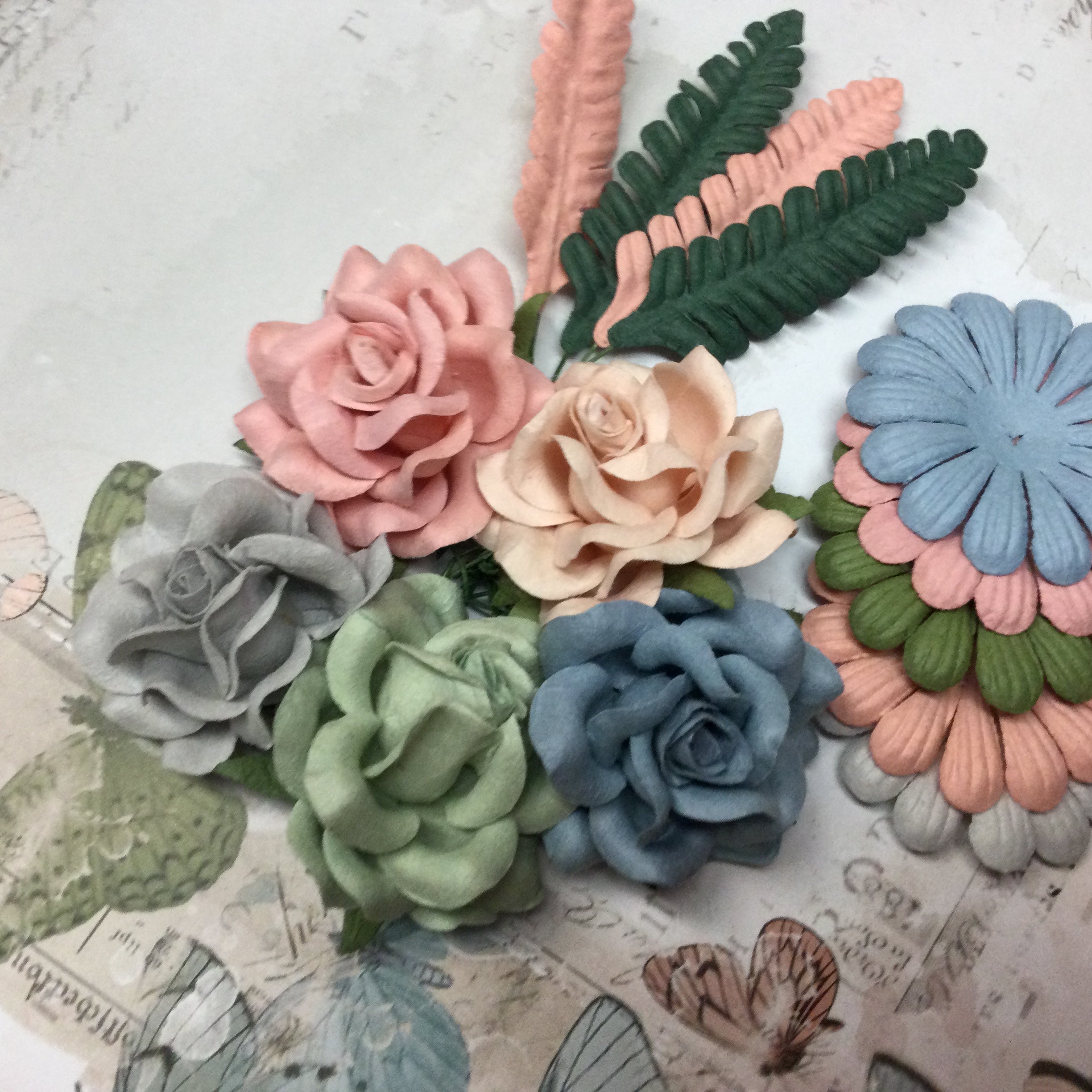 Sweet Roses 4” Leaves and Daisies 49 and Market Tranquility 14pc Scrapbooksrus