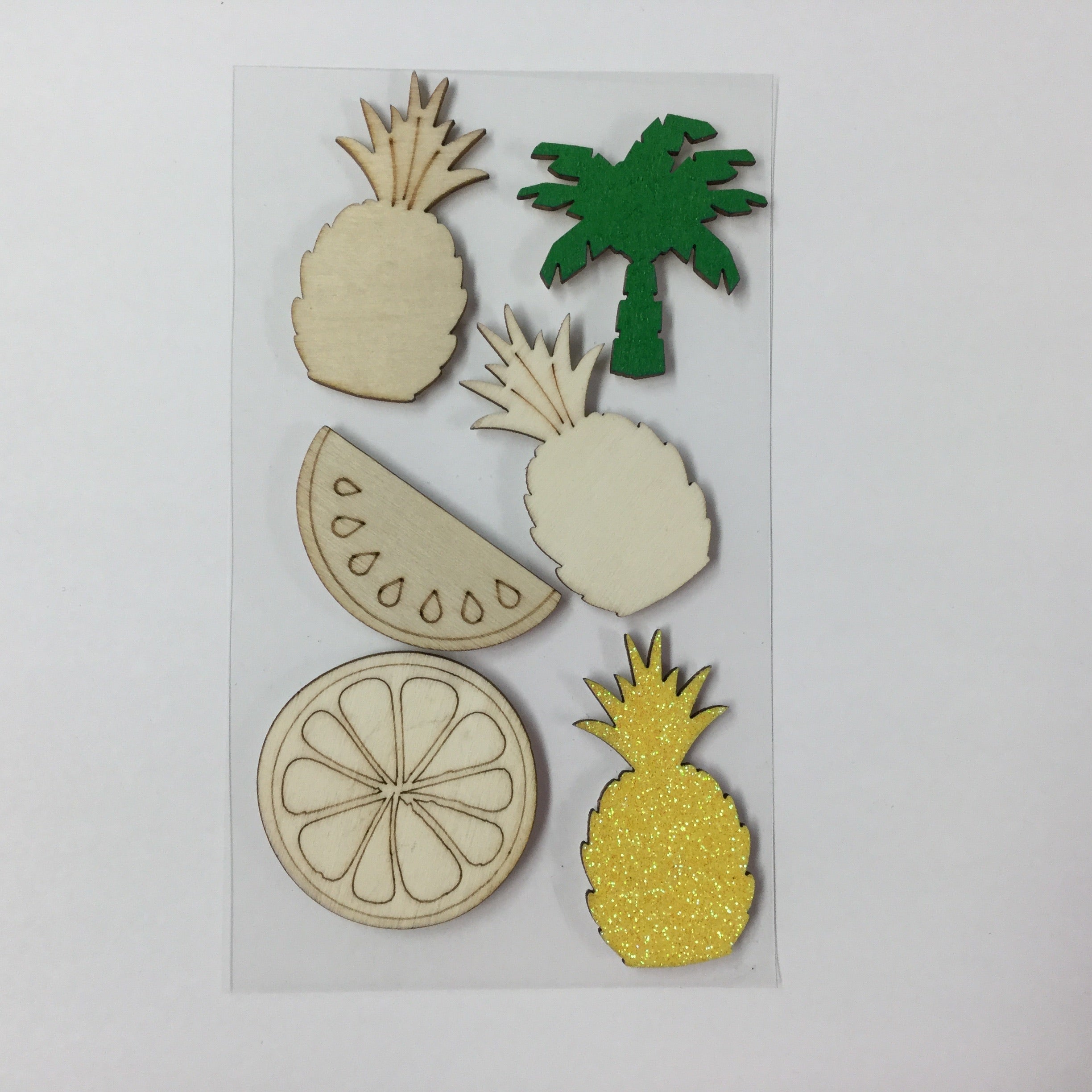Tropical Wooden Self-Adhesive Embellishments 6pc Scrapbooksrus