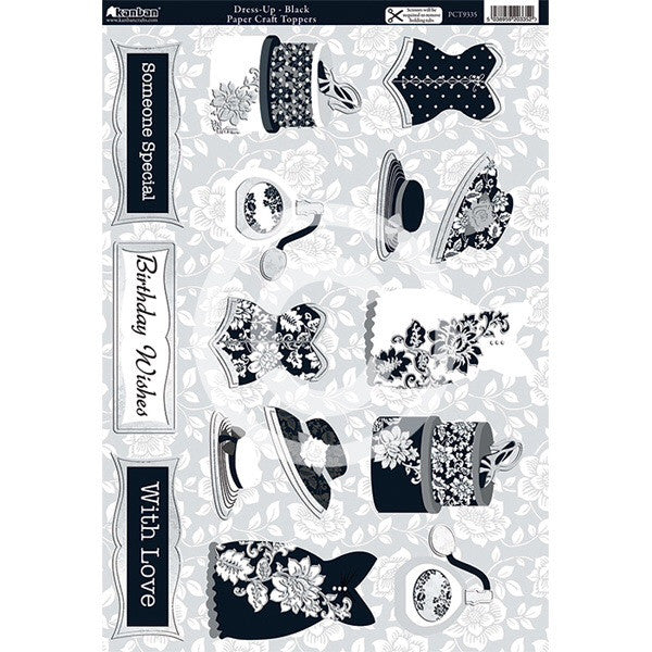 Kanban BLACK & WHITE Paper Craft Topper DieCut Card - Scrapbook Kyandyland
