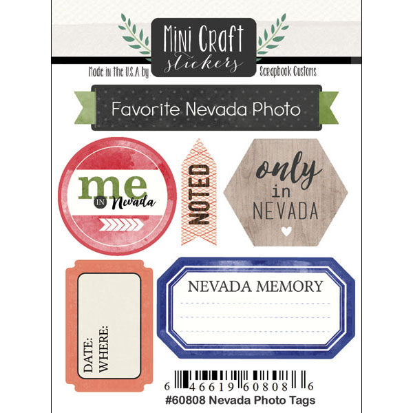Mini Craft Stickers NEVADA PHOTO TAGS