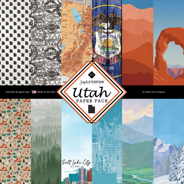 UTAH Scrapbook Customs 12"X12" Travel Paper Pack