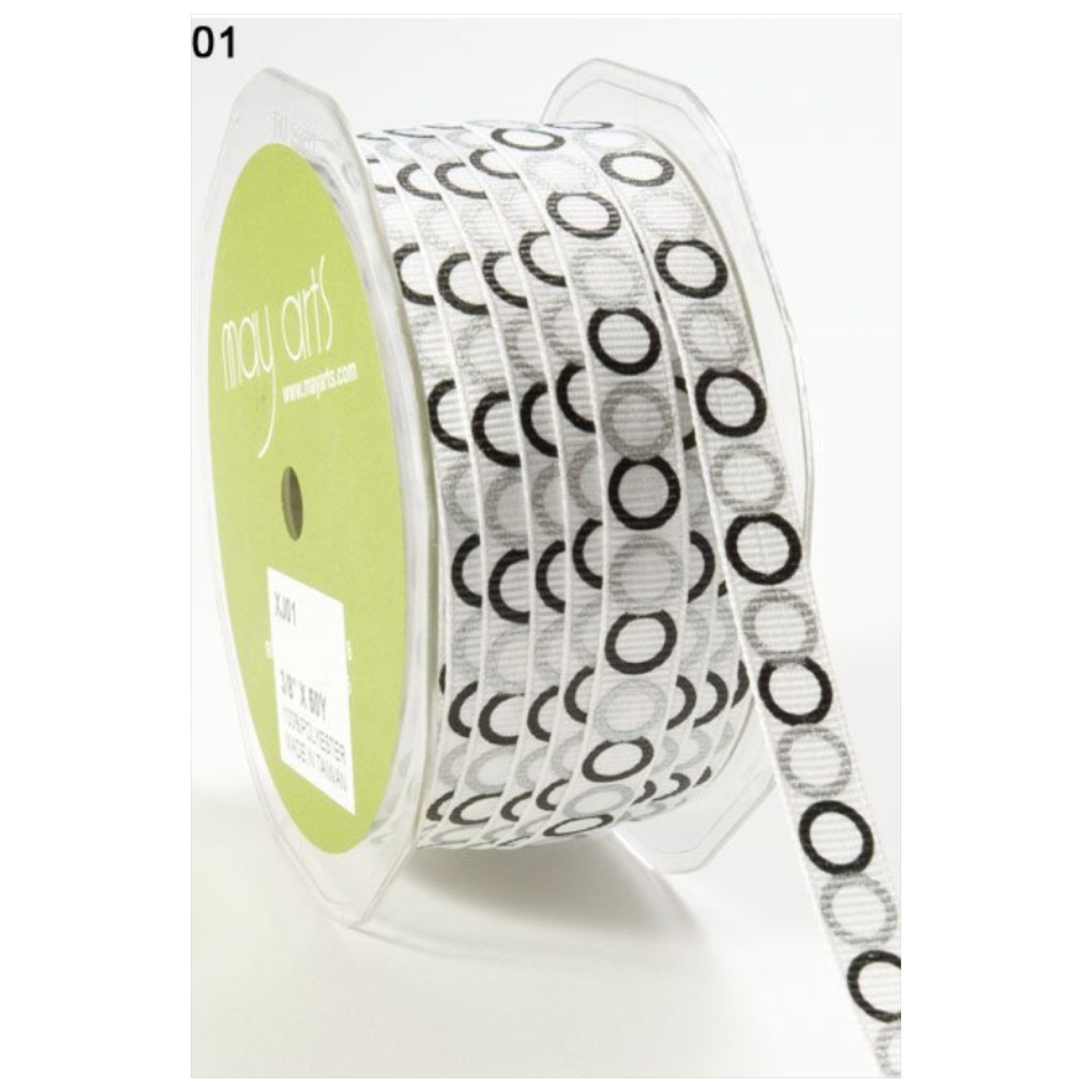 May Arts 3/8" Grosgrain Circle Ribbon 1 yard