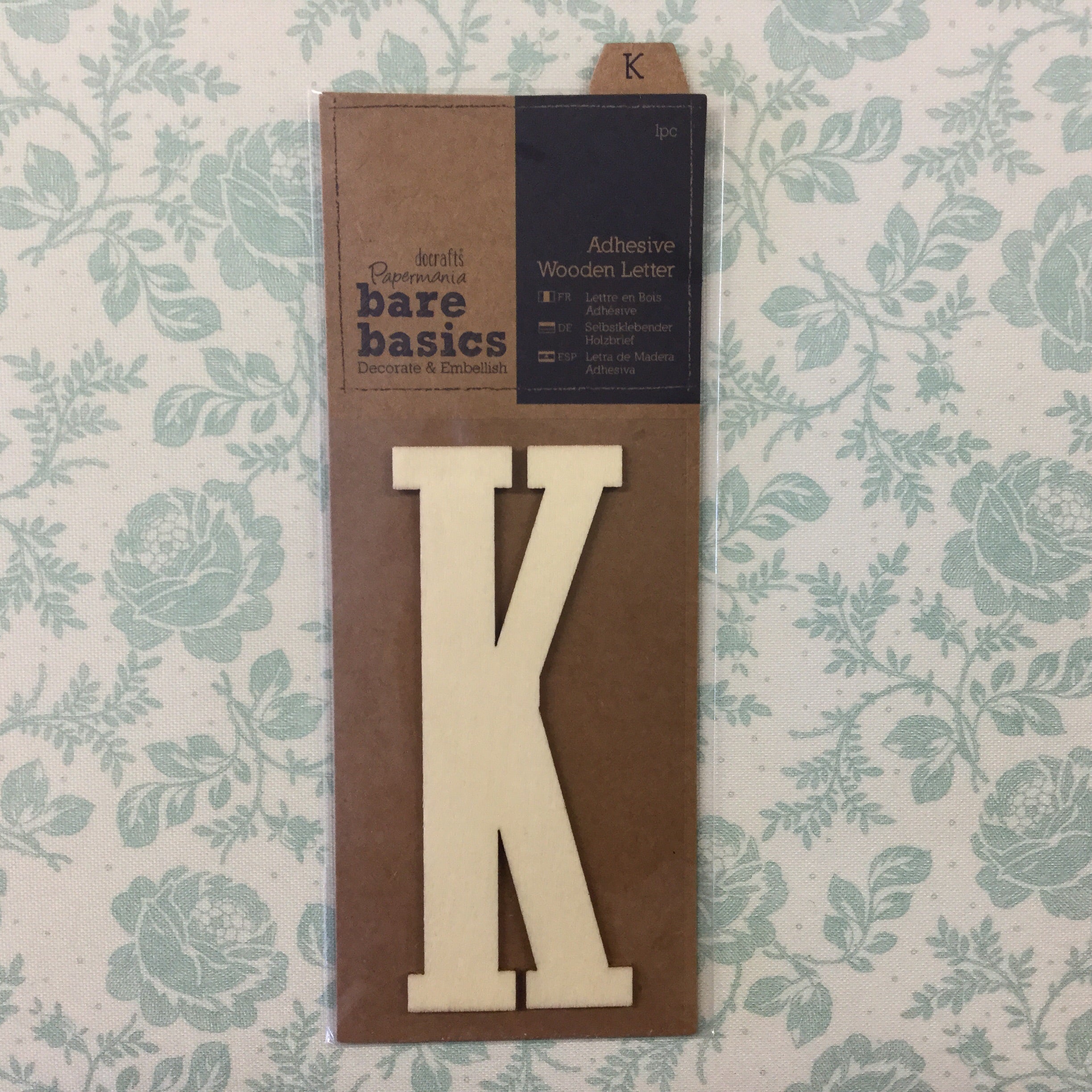 Papermania Bare Basics Wooden Adhesive LETTER K Wood